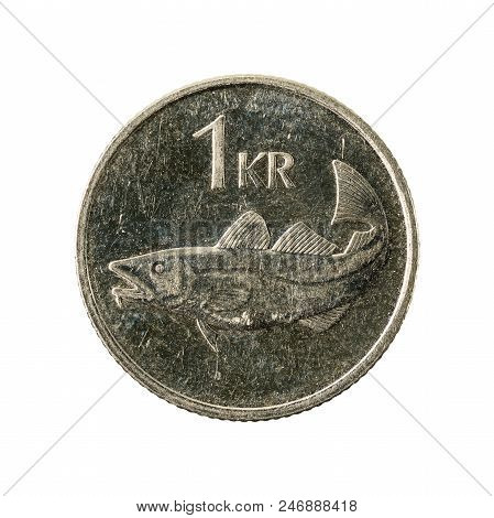 1 Icelandic Krona Coin (2007) Obverse Isolated On White Background