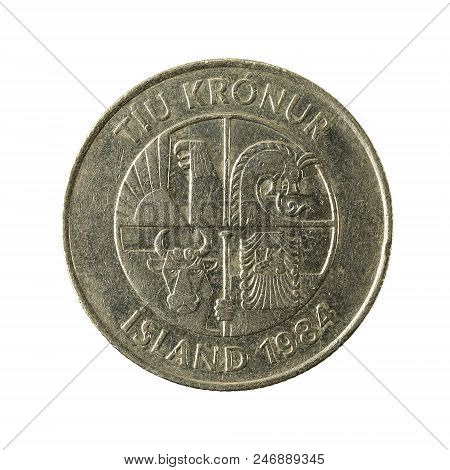 10 Icelandic Krona Coin (1984) Reverse Isolated On White Background