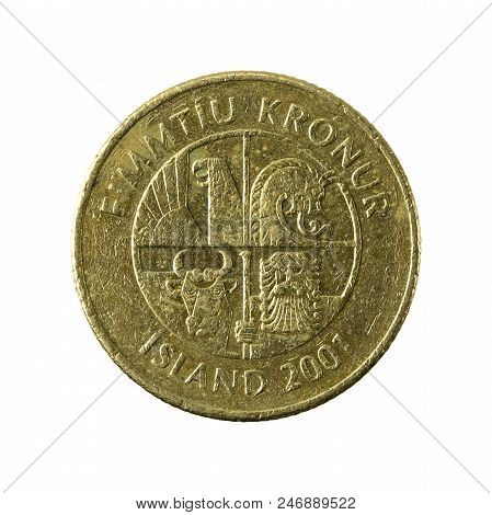 50 Icelandic Krona Coin (2001) Reverse Isolated On White Background