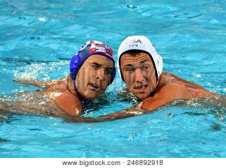 Budapest, Hungary - Jul 17, 2017. Krapic Ivan (cro) Playing Against Obert Alex  (usa) In The Prelimi