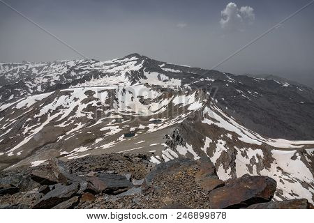 Veleta Mountain Peak From Mulhacen Peak In The Sierra Nevada