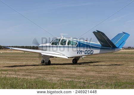 Lethbridge, Australia - November 23, 2014: Beech V35 Bonanza Single Engine Light Aircraft Vh-ddd.