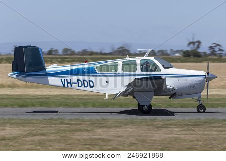 Lethbridge, Australia - November 23, 2014: Beech V35 Bonanza Single Engine Light Aircraft Vh-ddd.