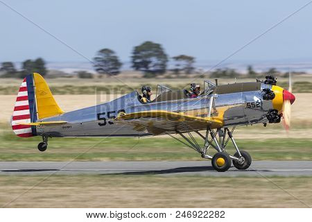 Lethbridge, Australia - November 23, 2014: Vintage 1941 Ryan St3-kr (pt-22) Military Training Aircra