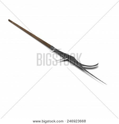 Guisarme Pole Weapon On White Background. 3d Illustration
