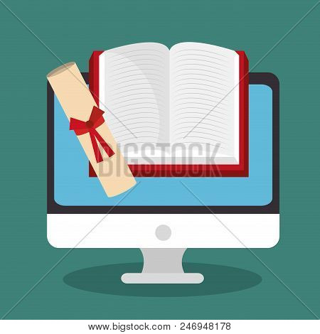 Electronic Learning With Computer Vector Illustration Design