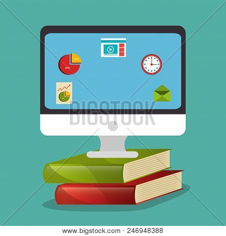 Electronic Learning With Computer Vector Illustration Design