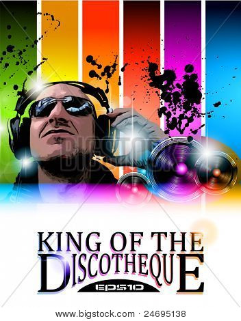 Rei do cartaz de evento discoteca flyer tor música alternativa. basckground é cheio de brilho e