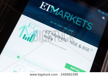 Ryazan, Russia - June 24, 2018: Et Markets - Nse And Bse India Mobile App On The Display Of Tablet P
