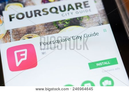Ryazan, Russia - June 24, 2018: Foursquare City Guide Mobile App On The Display Of Tablet Pc