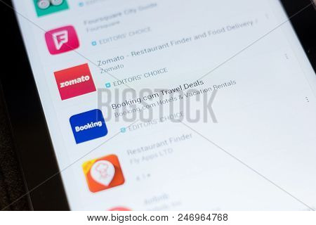 Ryazan, Russia - June 24, 2018: Bookingcom Travel Deals Icon On The List Of Mobile Apps