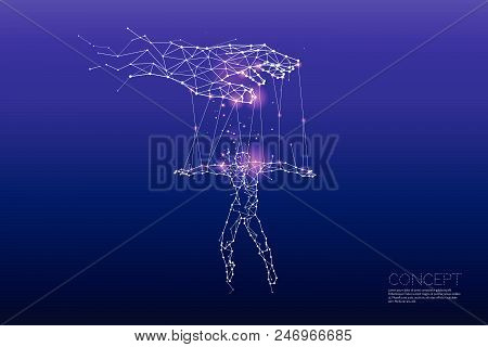 The Particles, Geometric Art, Line And Dot Of Hand Controlling Human..abstract Vector Illustration. 