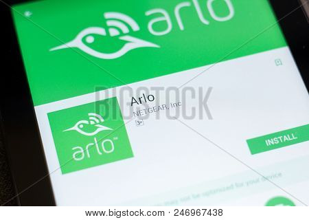 Ryazan, Russia - June 24, 2018: Arlo Mobile App On The Display Of Tablet Pc