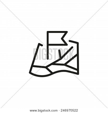 Flag Map Pin Line Icon. Paper, Pointer, Marker. Navigation Concept. Can Be Used For Topics Like Loca