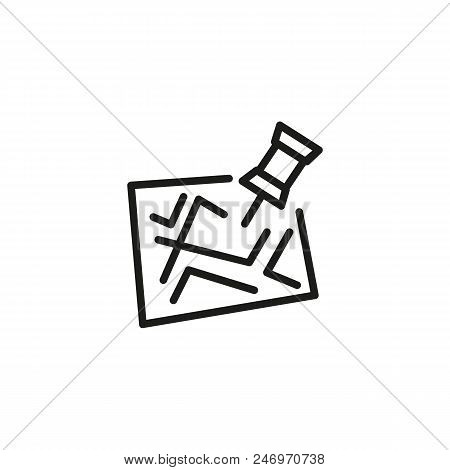 Map And Pin Line Icon. City Plan, Badge, Pointer. Navigation Concept. Can Be Used For Topics Like Lo