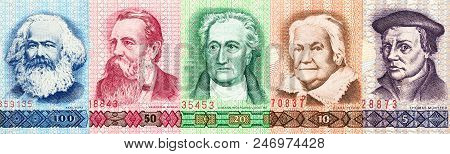 Heap Of East German Mark Bank Notes