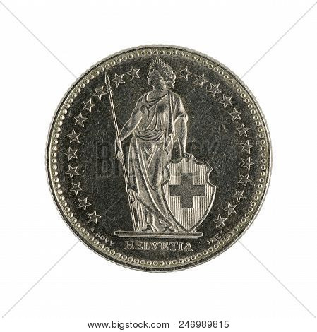 Ones Wiss Franc Coin (1987) Isolated On White Background