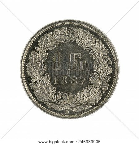 Ones Wiss Franc Coin (1987) Isolated On White Background
