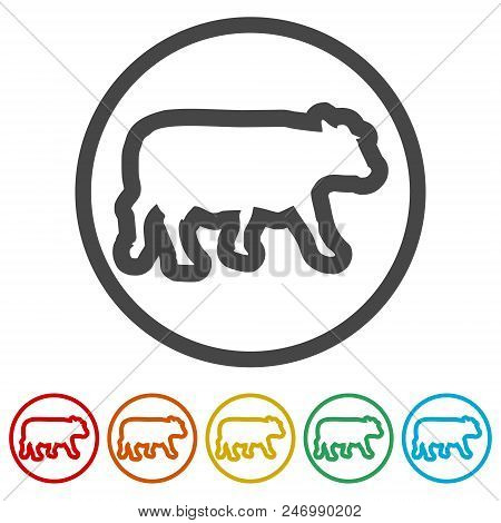 Cow Silhouette Icon, 6 Colors Included, Simple Icons Set