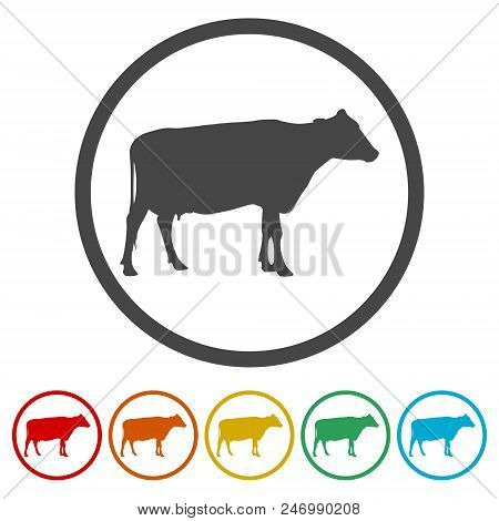 Cow Silhouette Icon, 6 Colors Included, Simple Icons Set