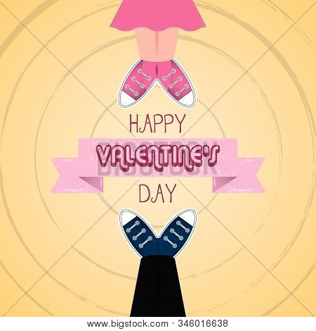 Valentines Day Greeting Card With A Couples Feets - Vector