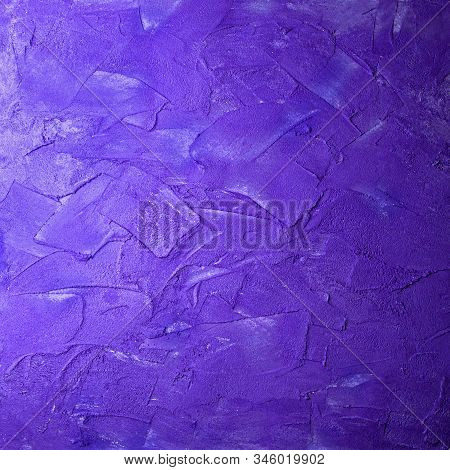 Violet Textured Square Concrete Wall Smears. Trendy Blue Stone Textured Wall Abstract Background Coa