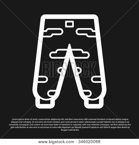 Black Camouflage Cargo Pants Icon Isolated On Black Background. Vector Illustration