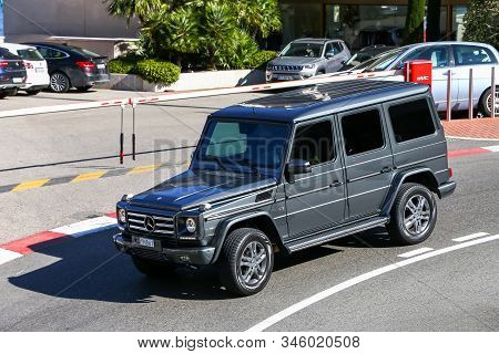 Monte-carlo, Monaco - September 12, 2019: Luxury Off-road Car Mercedes-benz G-class (w463) In The Ci