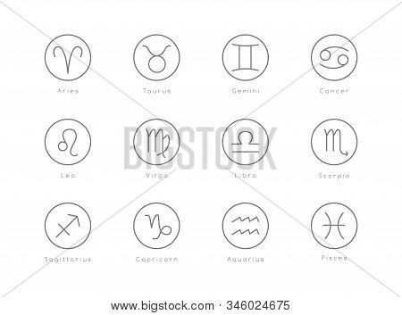 Vector Illustration Of Zodiac Sign, Prediction, Future, Astrology. Fortune Telling And Magic In The 