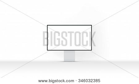 New Desktop Computer Pro Display On White Background. Modern Blank Flat Monitor Screen. Modern Creat