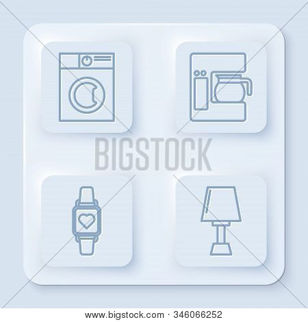 Set Line Washer , Coffee Machine With Glass Pot , Smart Watch Showing Heart Beat Rate And Table Lamp