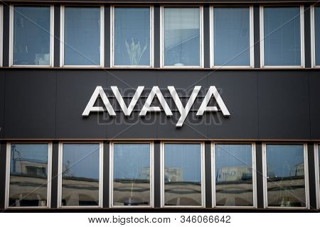 Prague - Czechia - November 1, 2019:  Logo Of Avaya On Their Main Office For Prague. Avaya Is An Ame