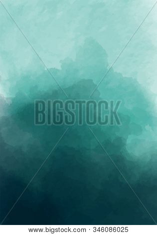 Emerald Watercolour Background In Watercolor Style On Colorful Background. Modern Deep Green, Great 