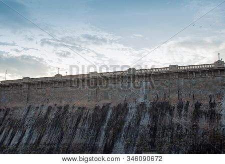 Beautiful View Of The Majestic Krishna Raja Sagara Dam In Mysore, Karnataka, India. View Of The Krs 