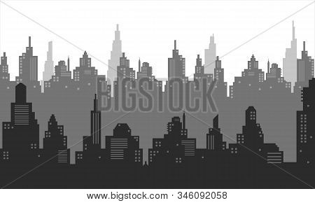 A Black And White Silhouette Of The City