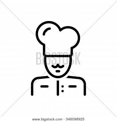 Black Line Icon For Masterchief Cook Baker Cooking Person Chef Professional Occupation