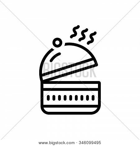 Black Line Icon For Luncheon Box Open Food Lunch