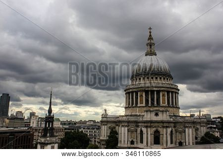 Clear Sky And Architecture Building In The City Of London