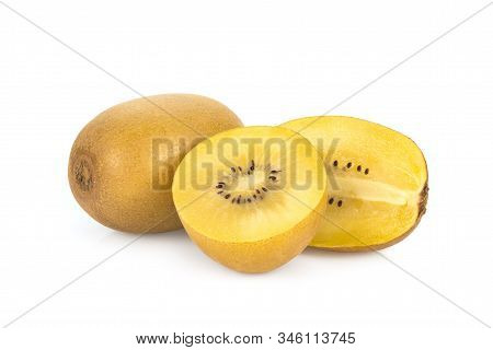 Yellow Kiwi Or Gold Kiwi Fruit Isolated On White Background
