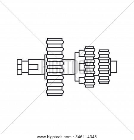 Line Vector Icon Auto Moto Parts Accessories Drive Gear. Repair Service Equipment. Engine Elements S