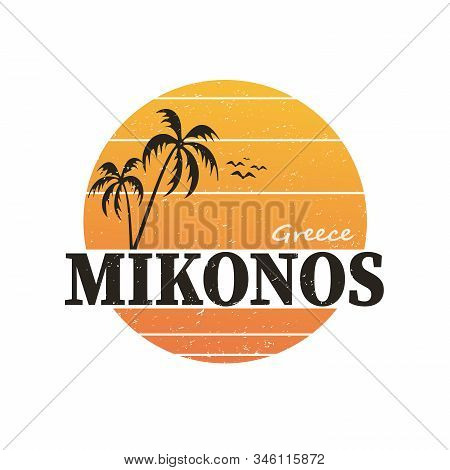 Mykonos Greece Round Logo T-shirt Design Badge