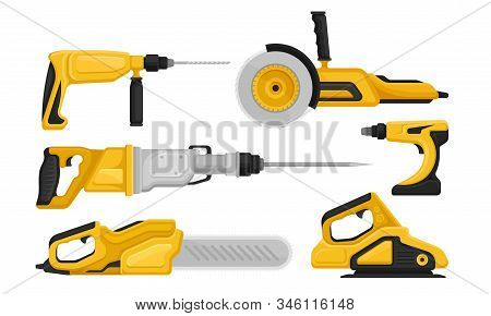 Electric Tools For Repair And Construction Vector Set