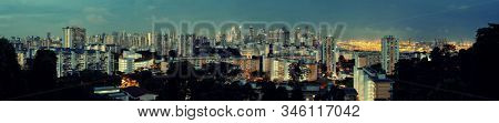 Urban architecture skyscrapers viewed from Mt Faber in Singapore
