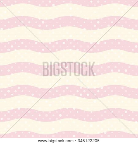 Seamless Repeat Striped Pink Waves Pattern. Retro Pastel Pattern. Eps 10