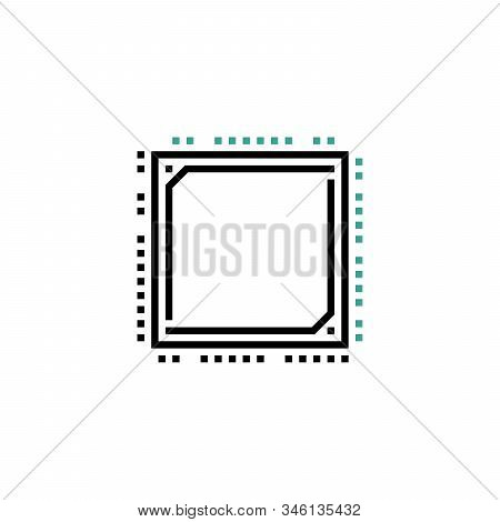 Processor Line Vector Icon For Websites And Mobile Minimalistic Flat Design. Mini Cpu Icon Flat Styl