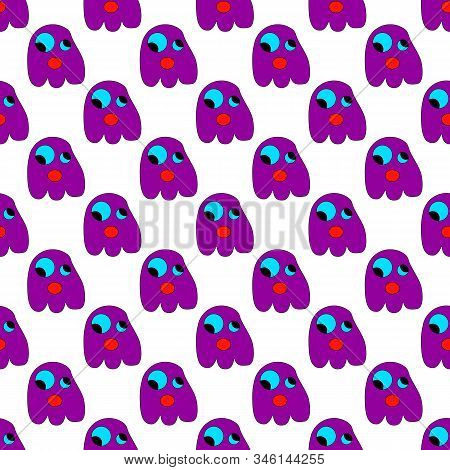 Seamless Pattern With Cute Ghosts, Specters. Spooks Background
