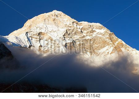 Mount Makalu With Clouds, Nepal Himalayas Mountains, Barun Valley, Evening View