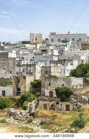White Buildings Of Ginosa Di Puglia, Taranto, Apulia, Southern Italy, Historic Town