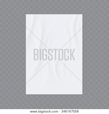 Wrinkled Paper Vector Realistic Template For Poster Or Flyer Glued To The Wall.