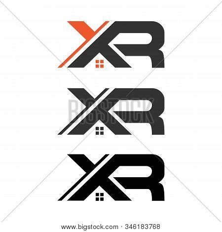 Initial Xr Logo Design Template With Home Sign Symbol